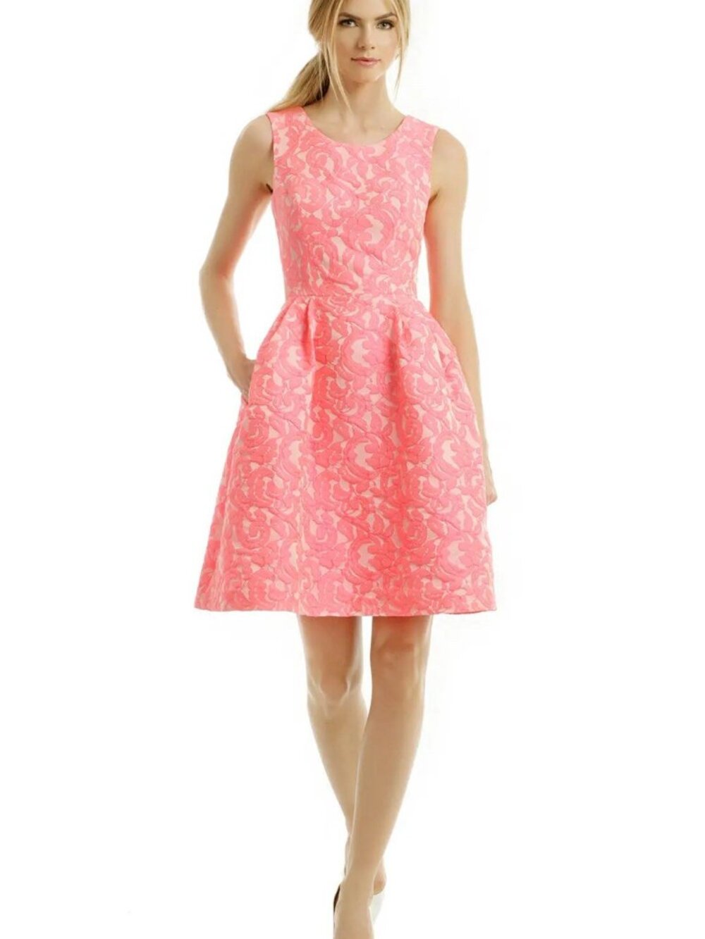 Pink Tartan Willow Kelly Dress Coral Size 6 Stunning Designer Girly Glam Lined